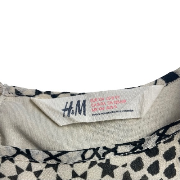 H&M Geometric Print Irregular Hem Short Sleeve Dress Size 8 - Picture 3 of 13